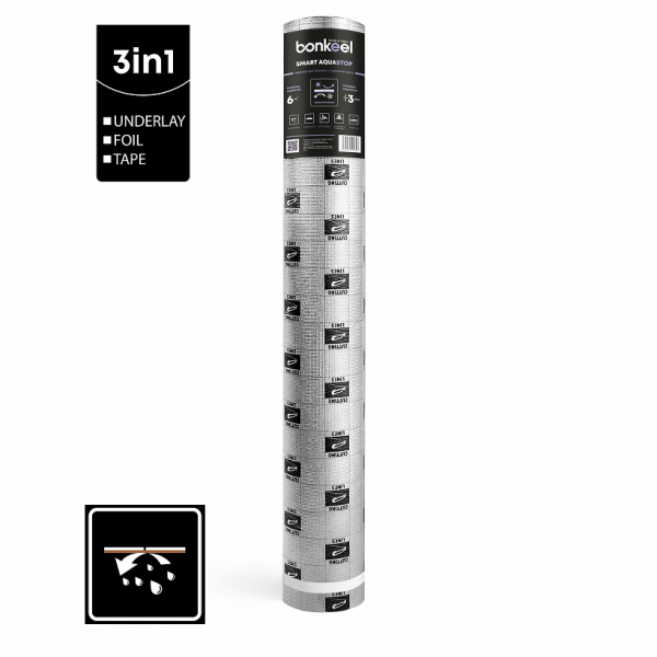Подложка для ламината Bonkeel Smart Aquastop 3мм 110кг\м³ (1х6\6м2)